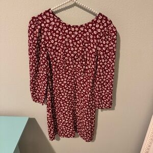Reformation Brantley Burgundy Dress with White Floral Design